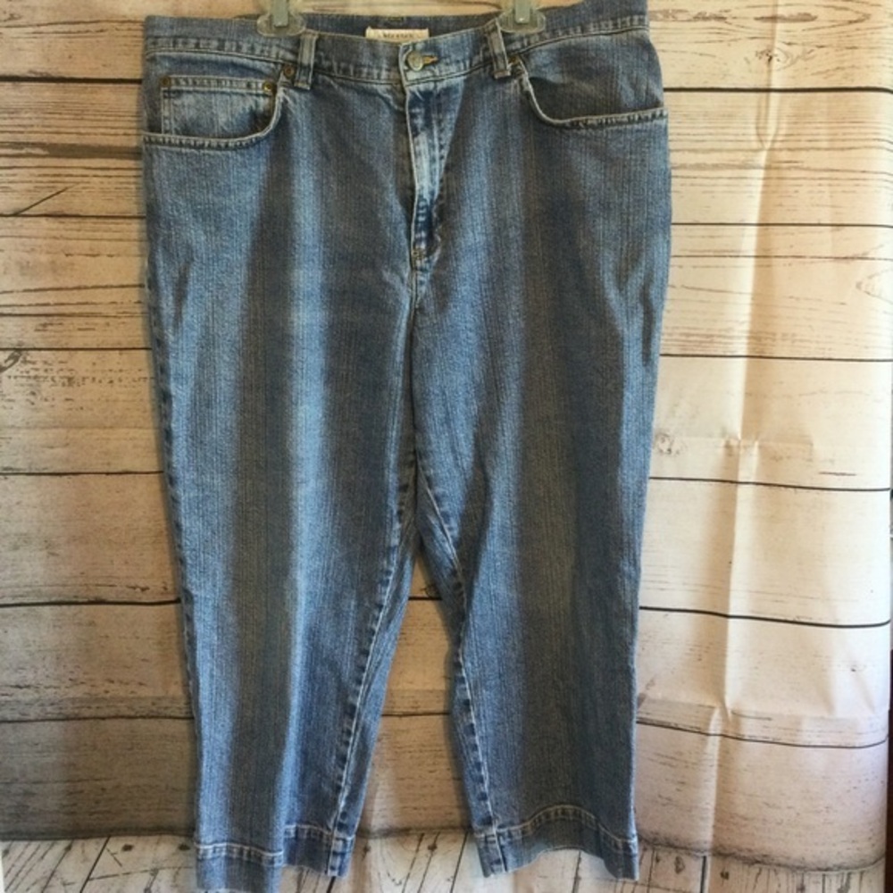 Jones Sport Classic Blue Denim Women's Wide Leg Capris Jeans Stretch Size 16